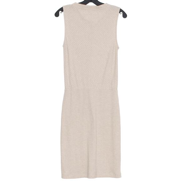 Saturday Sunday Dress Minimalist Coastal Cottage Drop Waist Sleeveless Tan XS - Picture 6 of 6
